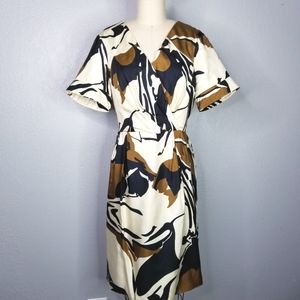 Badgley Mischka silk abstract sheath dress